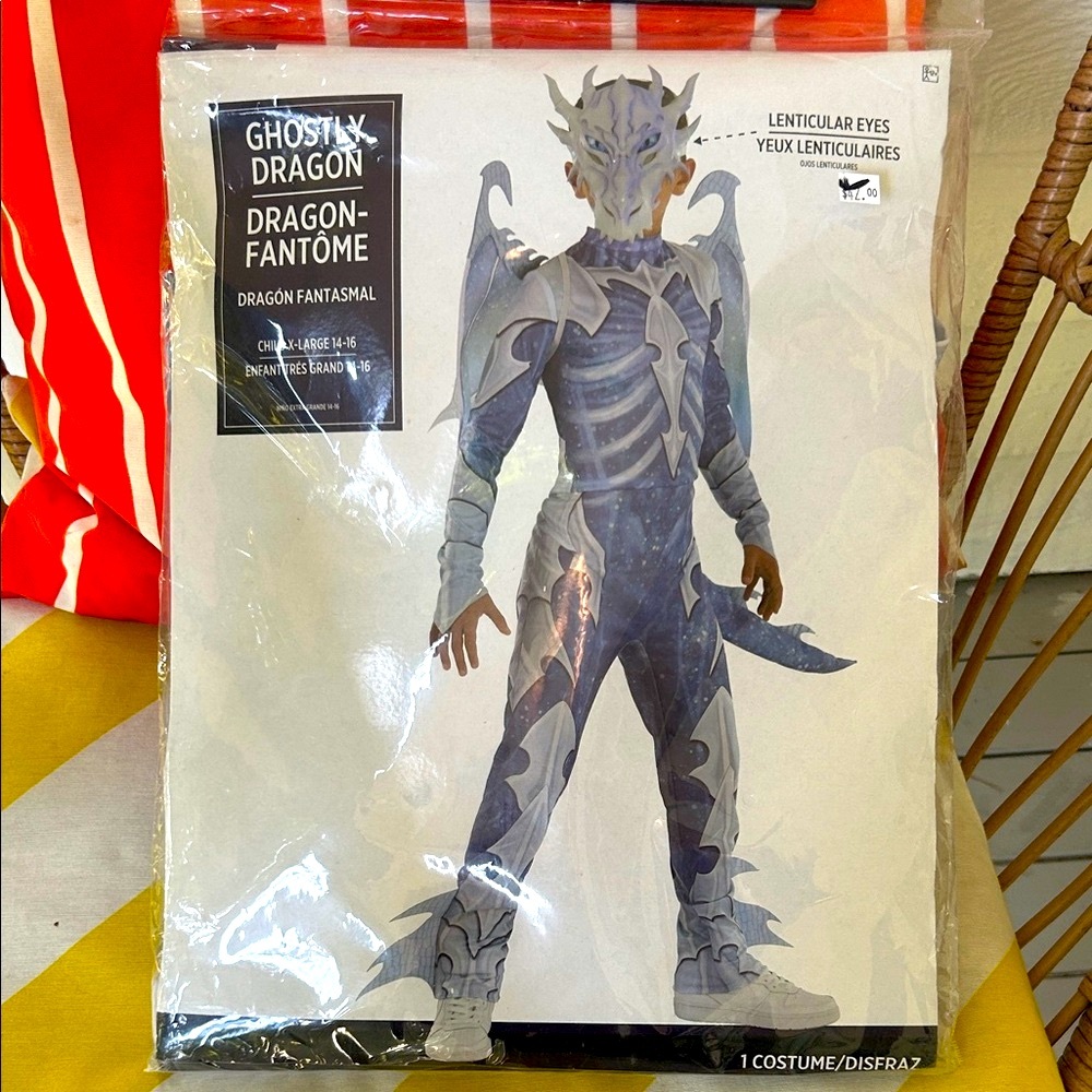 Ghostly Dragon Kids Costume - Silver
